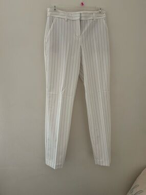 Express White Pinstripe Ankle Pants